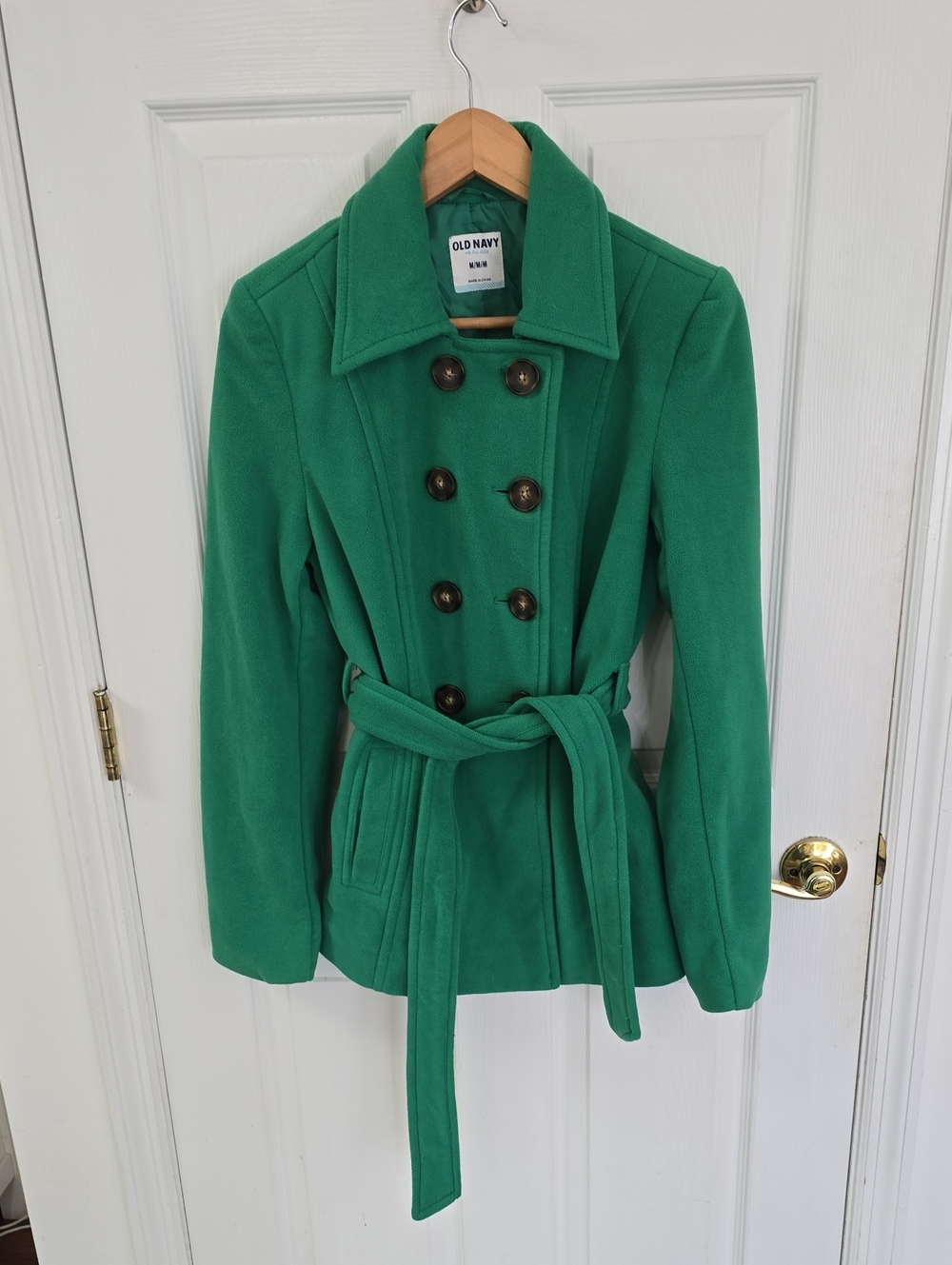 Old Navy Women's Double Breasted Peacoat Waist Tie Belt Green Size Medium